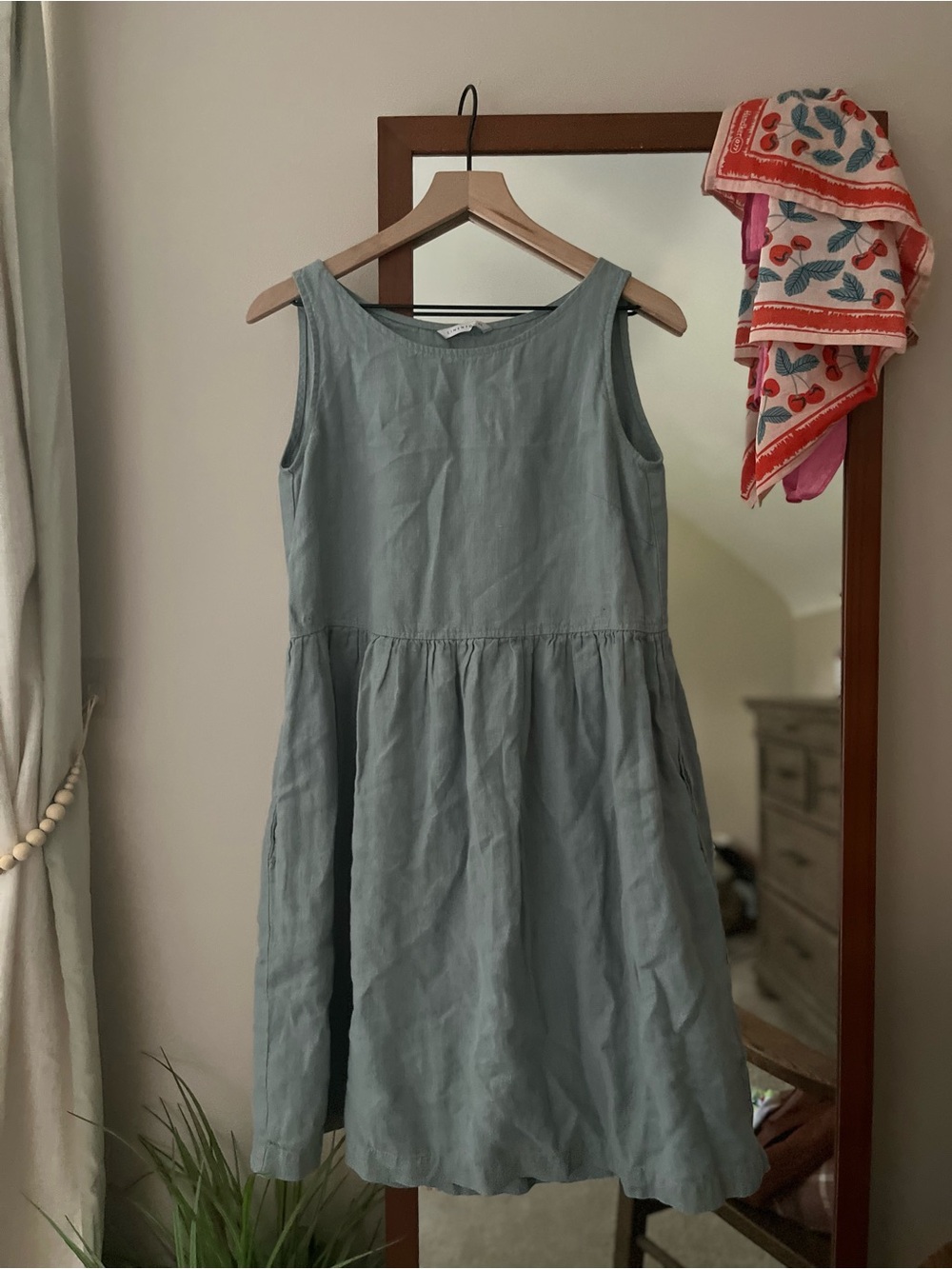 Linenfox Sleeveless Dusty Blue Linen Dress